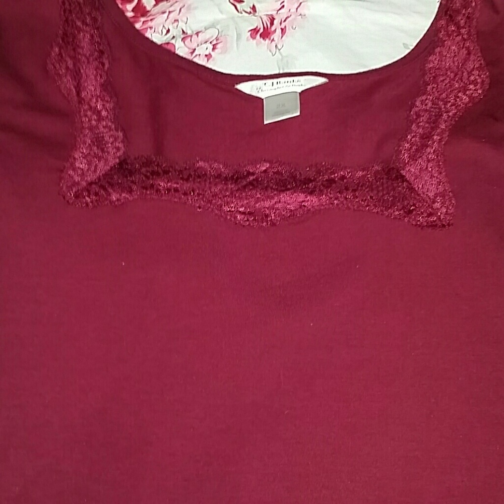 Burgundy & Pink Lace Trim Tanks